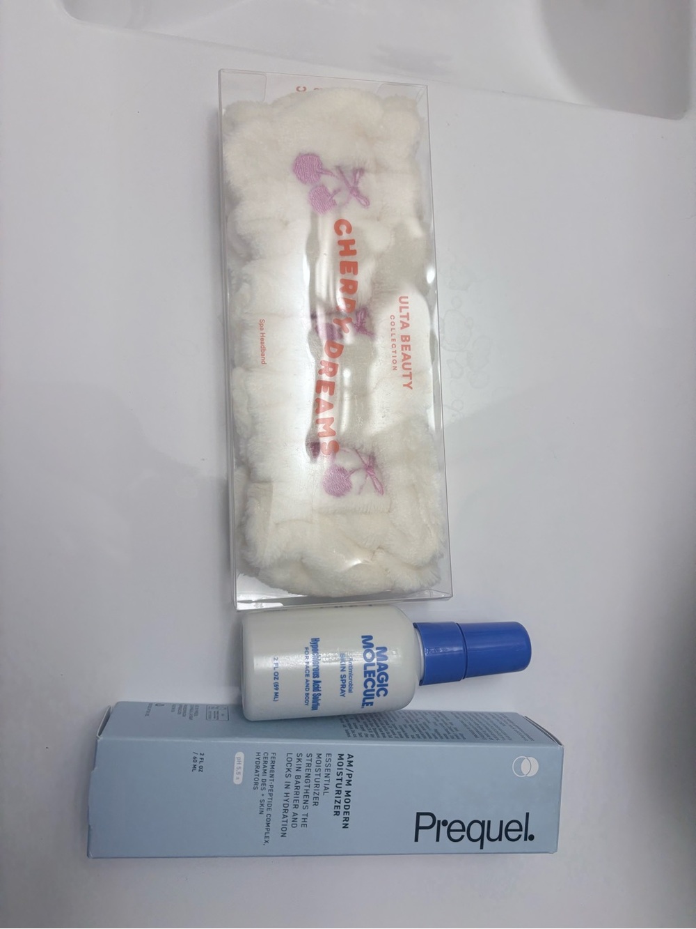 Prequel Modern Moisturizer, Magic Molecule Hypochlorous Acid Spray, Headband